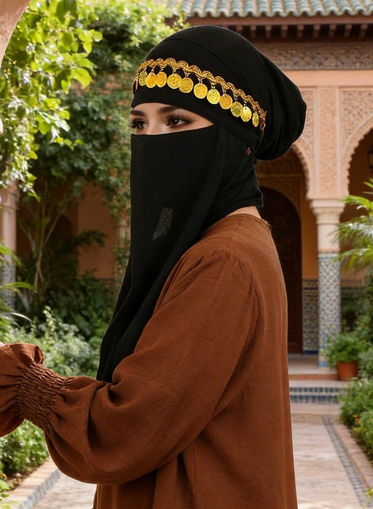 طبقة واحدة من النقاب مع السكين، ناعمة الشيفون غطاء الوجه الحجاب المسلم، طبقة واحدة قطعة الأنف، حجاب صلاة قناع الوجه للنساء الرجال - Image 1